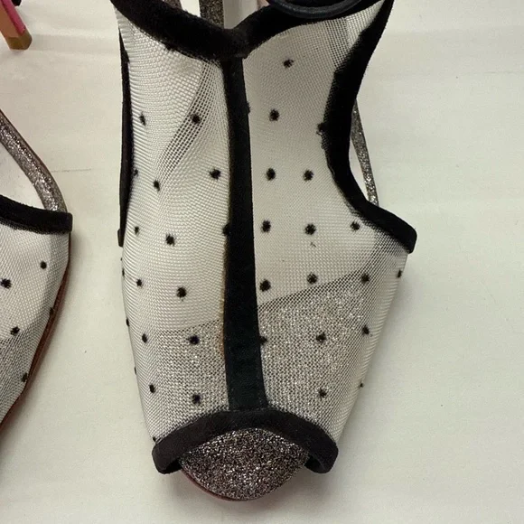 Sophia Webster Mesh Polka Dot Tri Color Metallic Peep Toe Heels Sz: 8 - Picture 5 of 13
